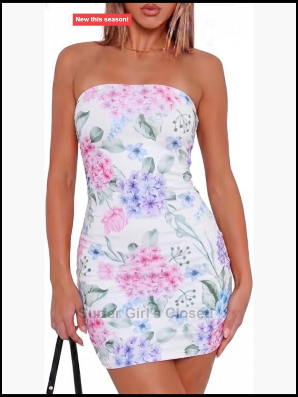 Strapless Bodycon Mini Dress Ruched Print Party Club Sleeveless